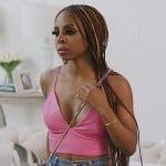Candiace’s pink leather crop top and bag on The Real Housewives of Potomac