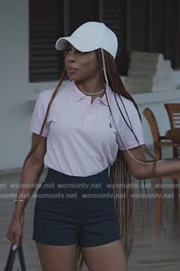 Candiace’s pink polo shirt on The Real Housewives of Potomac