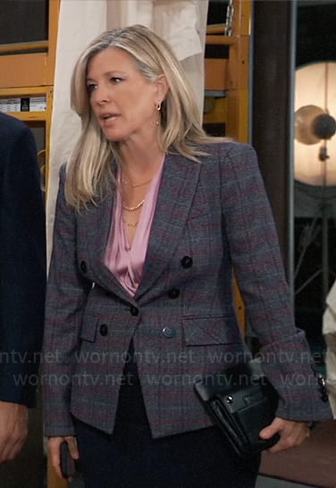 Carly’s grey plaid blazer on General Hospital
