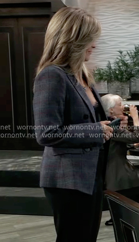 Carly’s grey plaid blazer on General Hospital