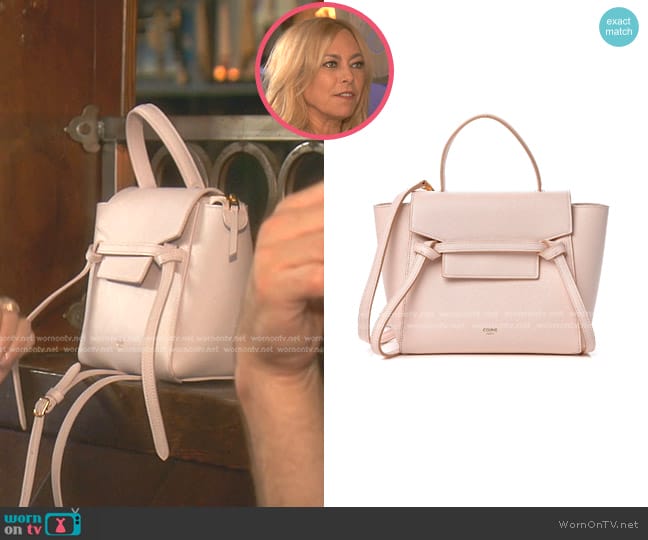 Celine Grained Calfskin Nano Belt Bag in Pale Pink worn by Sutton Stracke on The Real Housewives of Beverly Hills