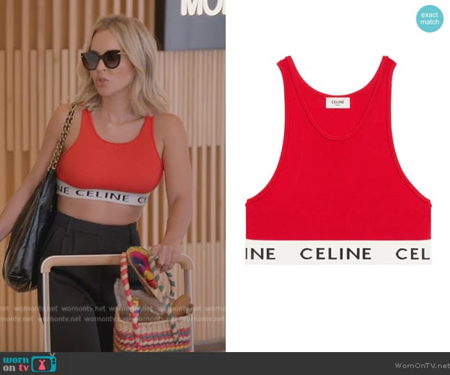 Celine Red Logo Bra worn by Nicole Martin (Nicole Martin) on The Real Housewives of Miami