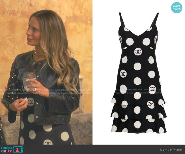 Chanel 1997 Logo Polka Dot Mini Dress worn by Dorit Kemsley on The Real Housewives of Beverly Hills