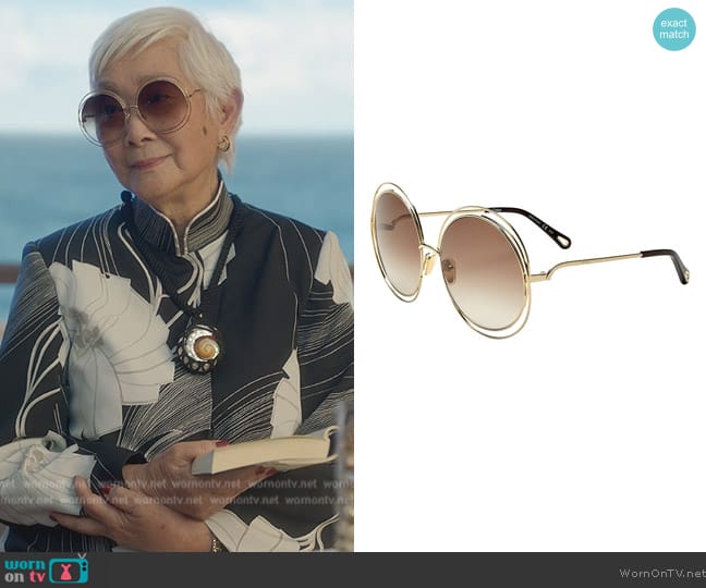 Chloe Round-frame sunglasses worn by (Lisa Lu) on Death and Other Details