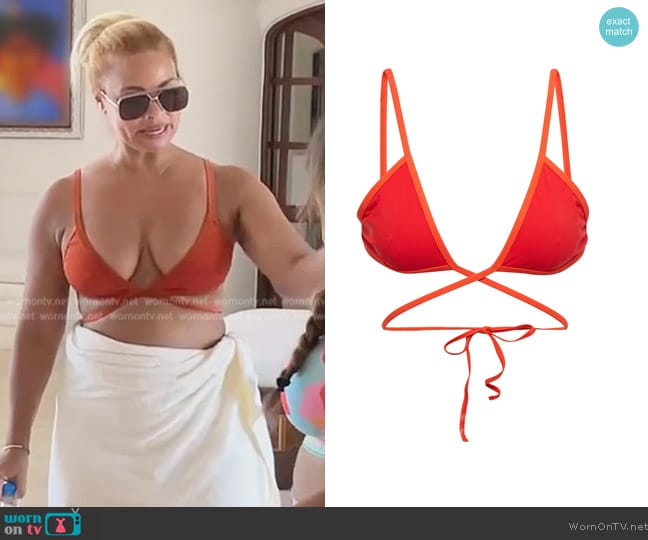 Christopher Esber Wraparound triangle bikini top worn by Gizelle Bryant on The Real Housewives of Potomac