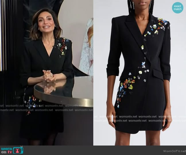 Cinq a Sept Sequin Flower Linnea Mini Blazer Dress worn by Courtney Lopez on E! News