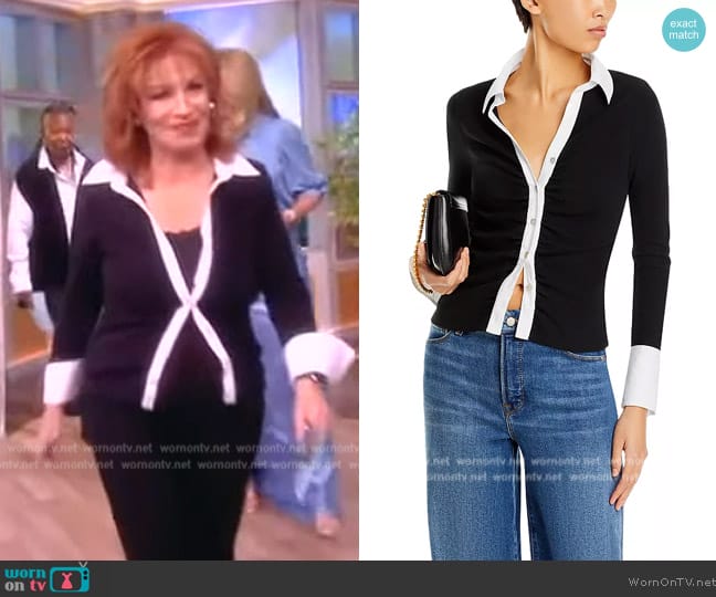 Cinq a Sept Lola Ribbed Button-Up Top worn by Joy Behar on The View