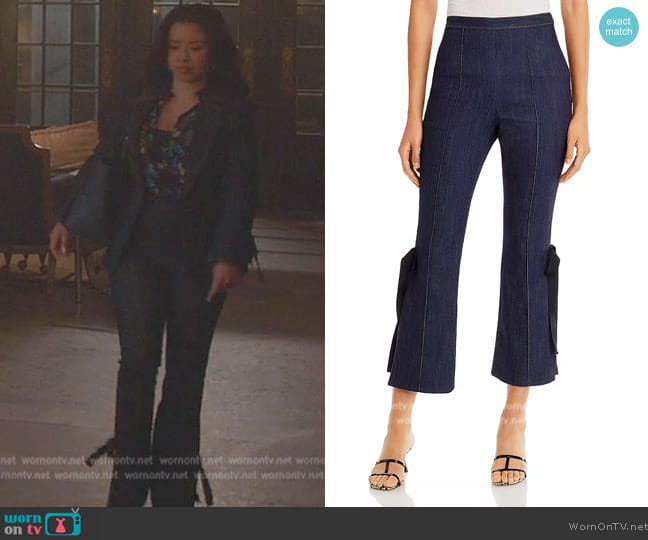 Cinq a Sept Lou Cropped Denim Pants worn by Mariana Foster (Cierra Ramirez) on Good Trouble