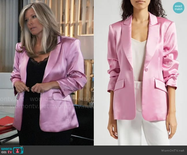 Cinq a Sept Cheyenne Blazer in Primrose worn by Carly Spencer (Laura Wright) on General Hospital