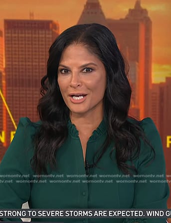 Darlene’s green ruffle neck shirtdress on Today