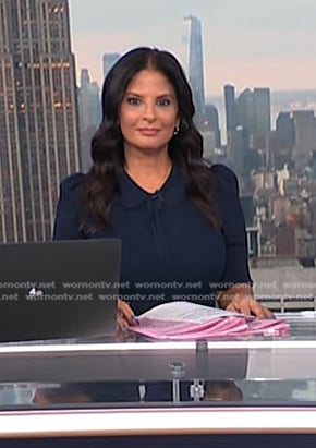 Darlene’s navy tie neck knit dress on Today