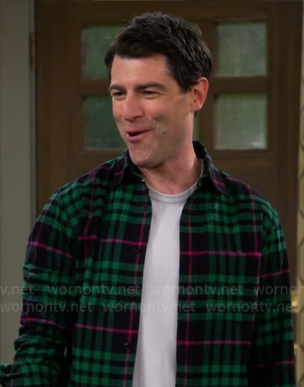 Dave’s green and pink plaid shirt on The Neighborhood