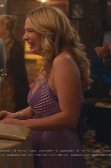 Davia’s purple pleated dress on Good Trouble