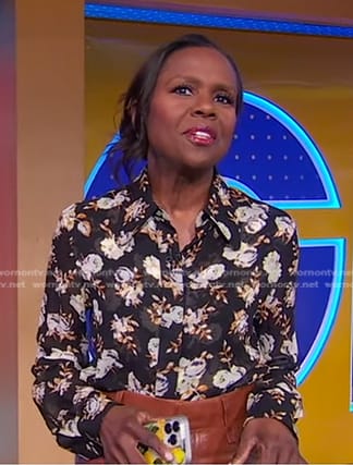 Deborah’s black floral blouse on Good Morning America