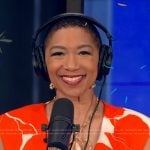 Deja Vu’s orange floral print v-neck dress on Live with Kelly and Mark