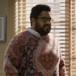 Dennis’s paisley print sweater on Not Dead Yet
