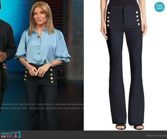 Derek Lam 10 Crosby Flare Pants worn by Kit Hoover on Access Hollywood