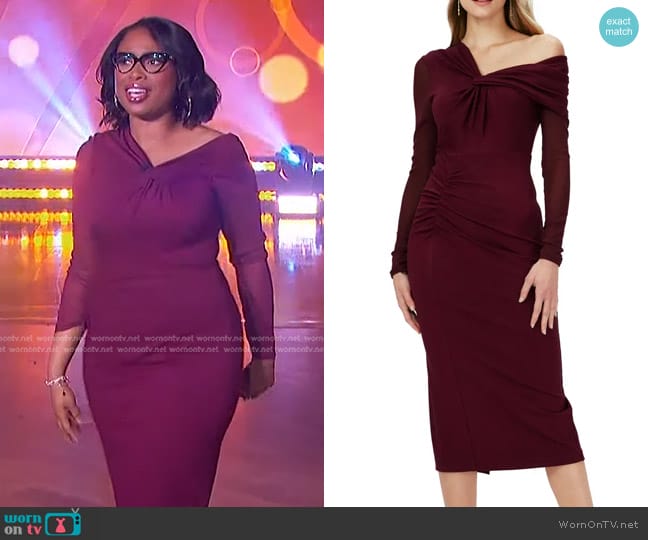 Diane von Furstenberg Rich One-Shoulder Long Sleeve Body-Con Dress worn by Jennifer Hudson on The Jennifer Hudson Show
