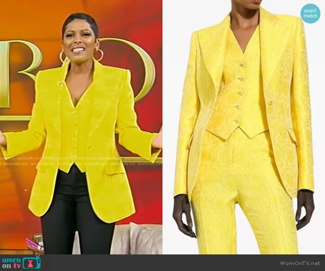 Dolce & Gabbana Lana Brocade Button-Front Vest worn by Tamron Hall on Tamron Hall Show