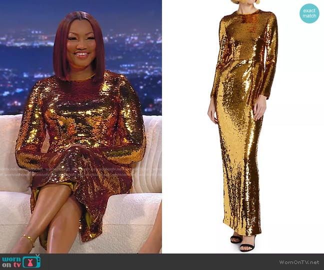 Dolce & Gabbana Sequined Long-Sleeve Gown worn by Garcelle Beauvais on The Real Housewives of Beverly Hills