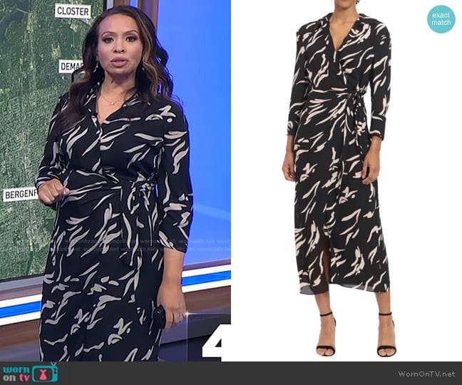 Donna Morgan Long Sleeve Chiffon Wrap Shirtdress worn by Adelle Caballero on Today