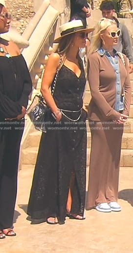 Dorit’s black lace maxi dress  on The Real Housewives of Beverly Hills