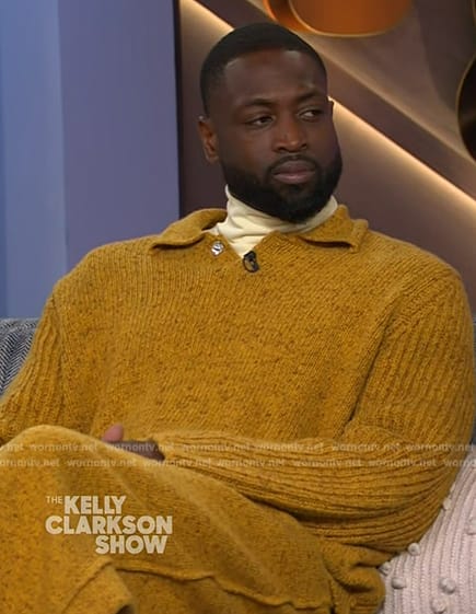 Dwayne Wade’s mustard knit sweater on The Kelly Clarkson Show