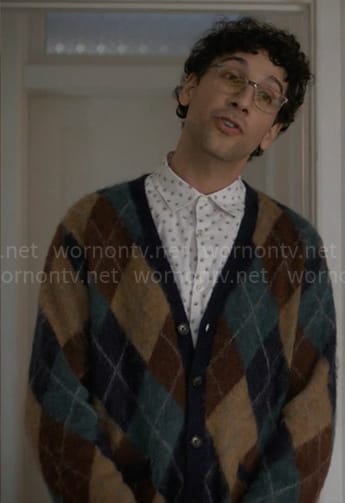 Edward’s argyle cardigan on Not Dead Yet
