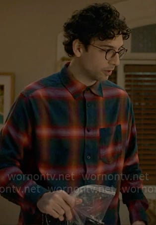 Edward’s blue and red plaid shirt on Not Dead Yet