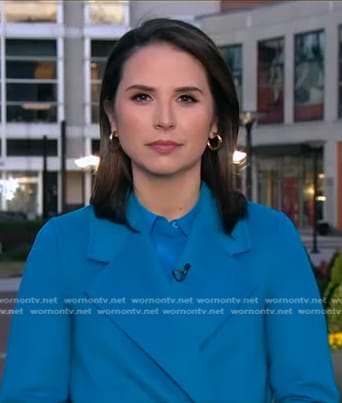 Elizabeth’s blue wrap coat on Good Morning America