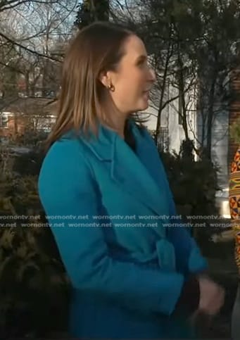 Elizabeth’s blue wrap coat on Good Morning America