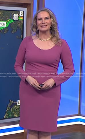 Emily West’s pink long sleeve scoop neck dress on Today