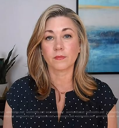Erika’s navy polka dot top on NBC News Daily