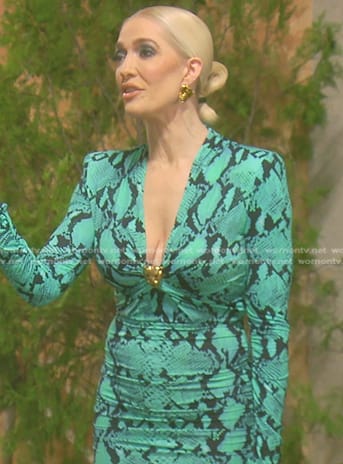Erika’s green snakeskin print dress on The Real Housewives of Beverly Hills