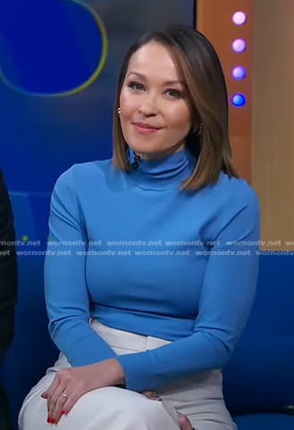 Eva’s blue turtleneck sweater on Good Morning America