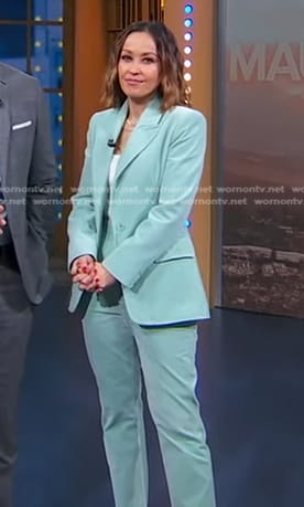 Eva’s mint velvet suit on Good Morning America