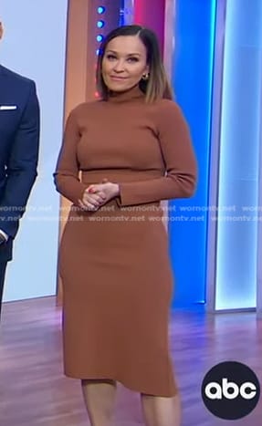 Eva’s brown turtleneck dress on Good Morning America