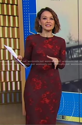Eva’s burgundy floral dress on Good Morning America
