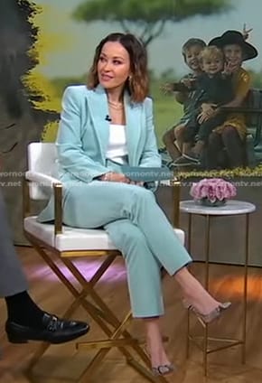 Eva’s mint velvet suit on Good Morning America