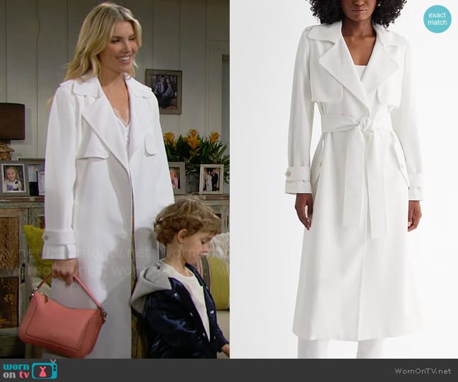 Express Belted Trench Coat worn by Lucy (Amanda Kloots) on The Bold and the Beautiful
