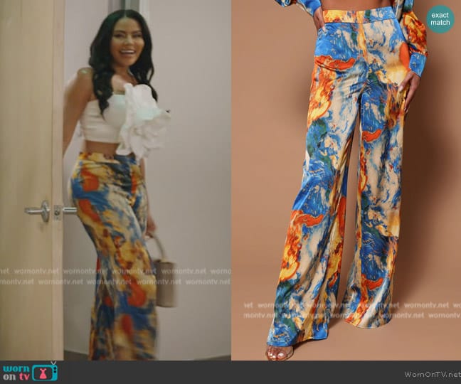 Fashion Nova Feeling The Butterflies Pant Set worn by Mia Thornton on The Real Housewives of Potomac