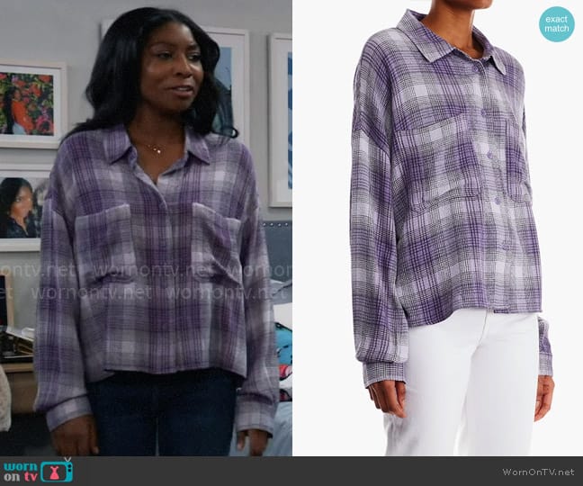 Forever 21 Plaid Button Down Shirt worn by Trina Robinson (Tabyana Ali) on General Hospital