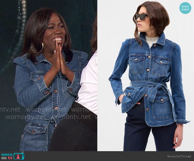 Gap Puff Sleeve Denim Jacket worn by Sheryl Underwood on The Talk