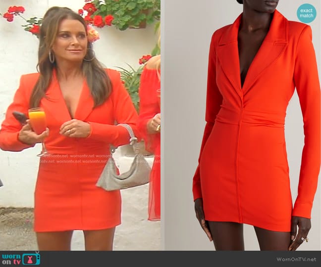 Gauge81 Moata Wrap-Effect Crepe Mini Dress worn by Kyle Richards on The Real Housewives of Beverly Hills