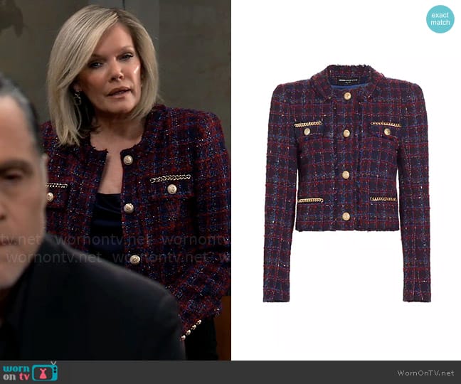 Generation Love Kristen Jacket in Navy Merlot worn by Ava Jerome (Maura West) on General Hospital