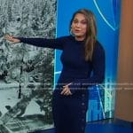 Ginger’s navy side button ribbed dress on Good Morning America