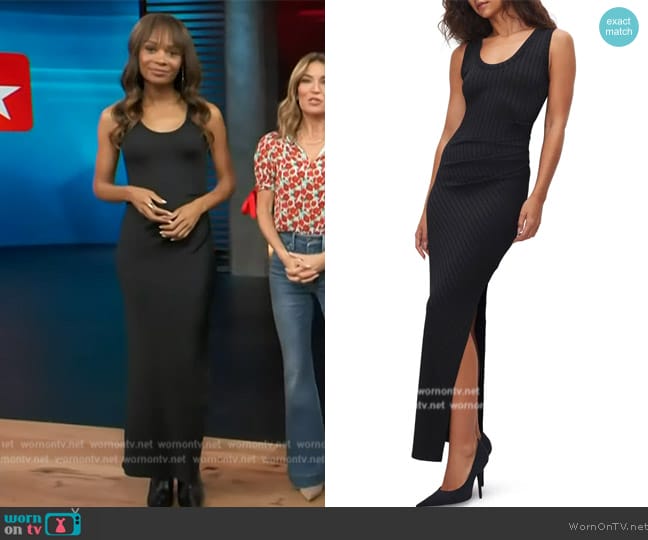 Good American Shine Rib Scoop Neck Dress worn by Zuri Hall on Access Hollywood