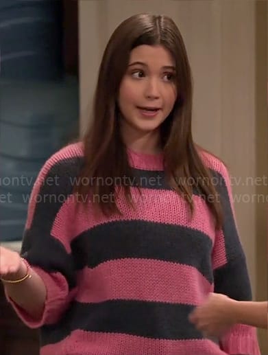 Grace’s pink striped sweater and heart sneakers on Extended Family