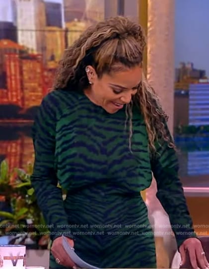Sunny’s green tiger stripe dress on The View