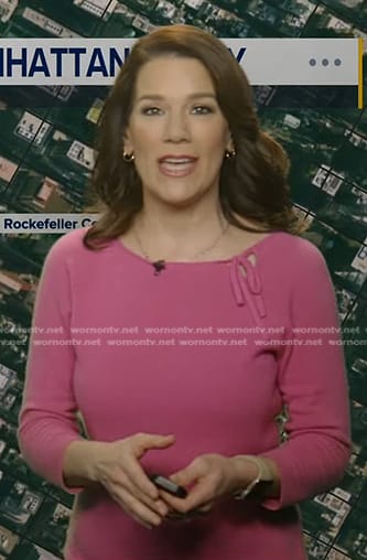 Heather’s pink tie neck sweater on Good Morning America